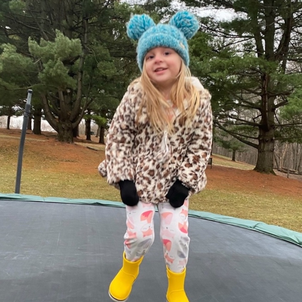 CC Double Pom Pom Blue Knit Beanie Hat